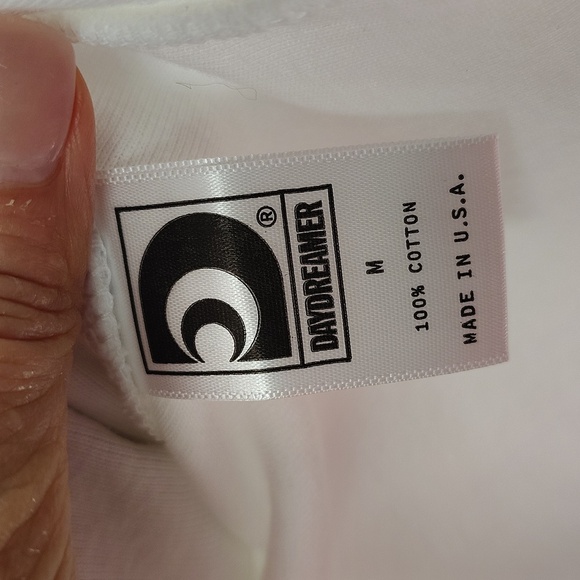 Daydreamer Hook Eye Cropped Tee White Black Size Large Short Sleeve Stretch - Picture 8 of 10